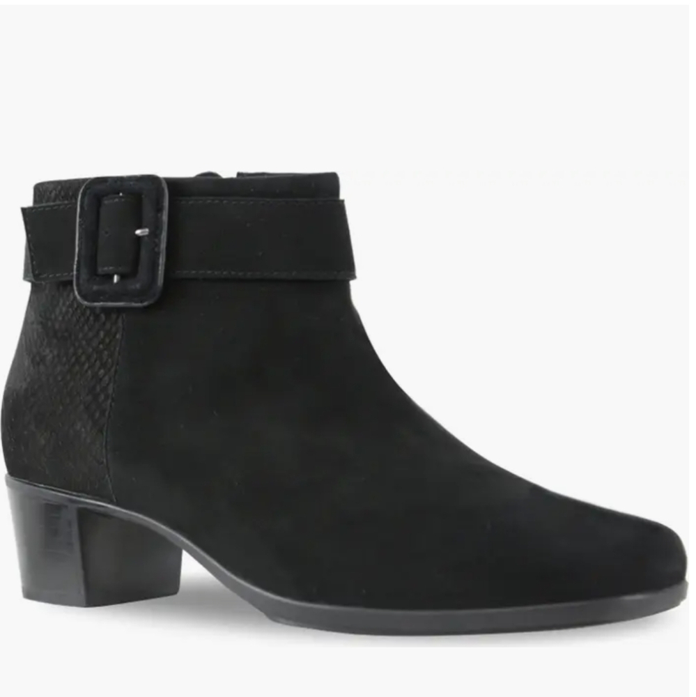 Munro Black Suede Buckle Ankle Booties Women’s 8N Made in USA Comfort